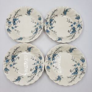 Set Of 4 Myott England "Forget Me Not" Staffordshire Dessert Berry Bowls Saucer